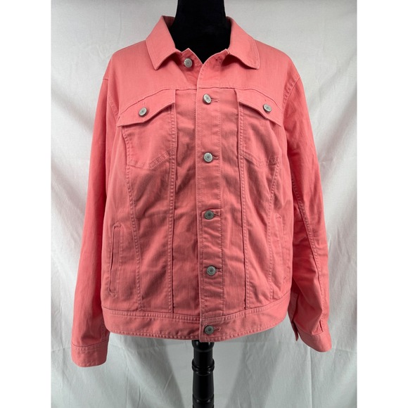 Talbots Jackets & Blazers - Talbots Plus Coral Pink Denim Jacket Stretch Cotton Blend Size 2X